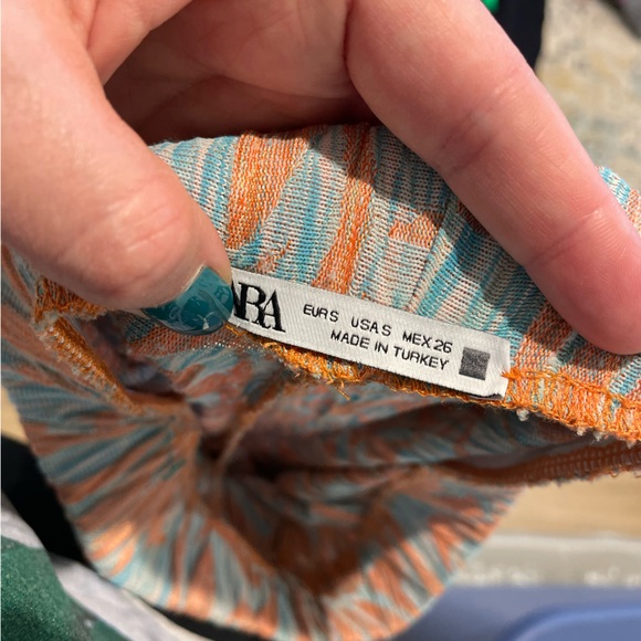 Zara pull on orange and teal pants - Picture 5 of 6